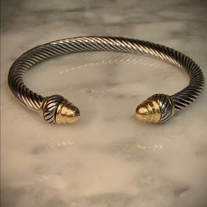 D.Y. Style cable wire two tone cuff bracelet